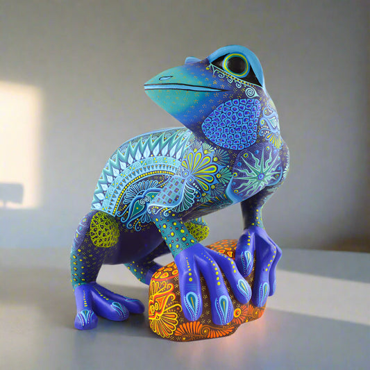 Alebrije Frog Oaxacan Wood Carving - magiamexica.com