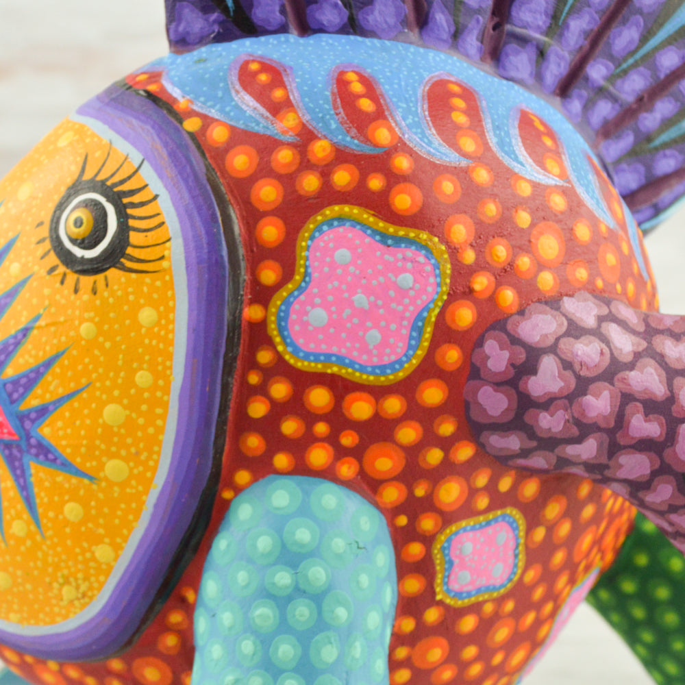 Fish Alebrije Oaxacan Wood Carving - Alebrije Huichol Mexican Folk art magiamexica.com