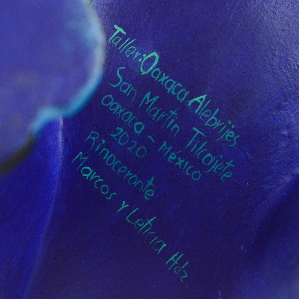 Rhino Alebrije Oaxacan Wood Carving - Alebrije Huichol Mexican Folk art magiamexica.com