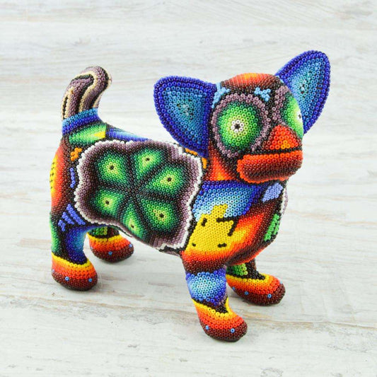 Dog Huichol Art - Alebrije Huichol Mexican Folk art magiamexica.com