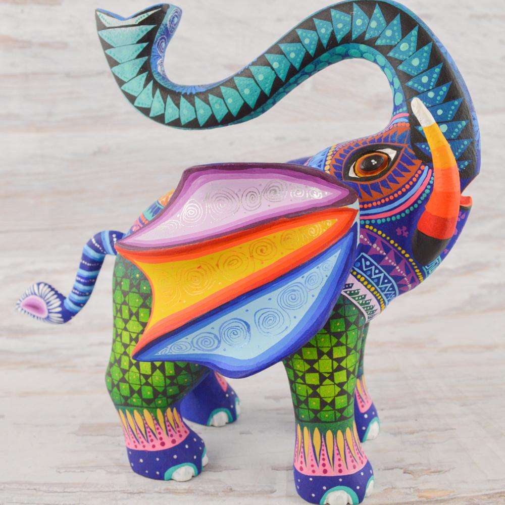 Elephant Alebrije Oaxacan Wood Carving - Alebrije Huichol Mexican Folk art magiamexica.com
