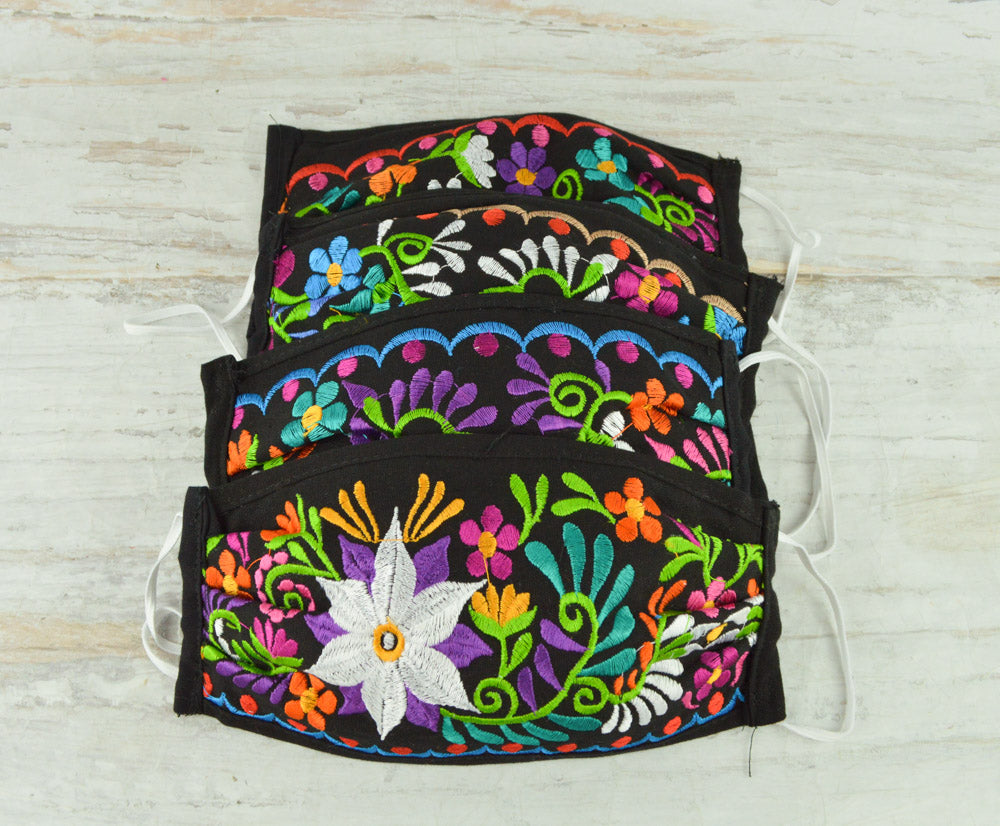 Face Mask Black - Alebrije Huichol Mexican Folk art magiamexica.com