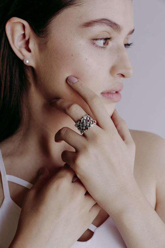 Ring Wine Squares - Alebrije Huichol Mexican Folk art magiamexica.com