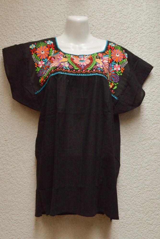 Embroidered Mexican Blouse | Tehua Black - Magia Mexica