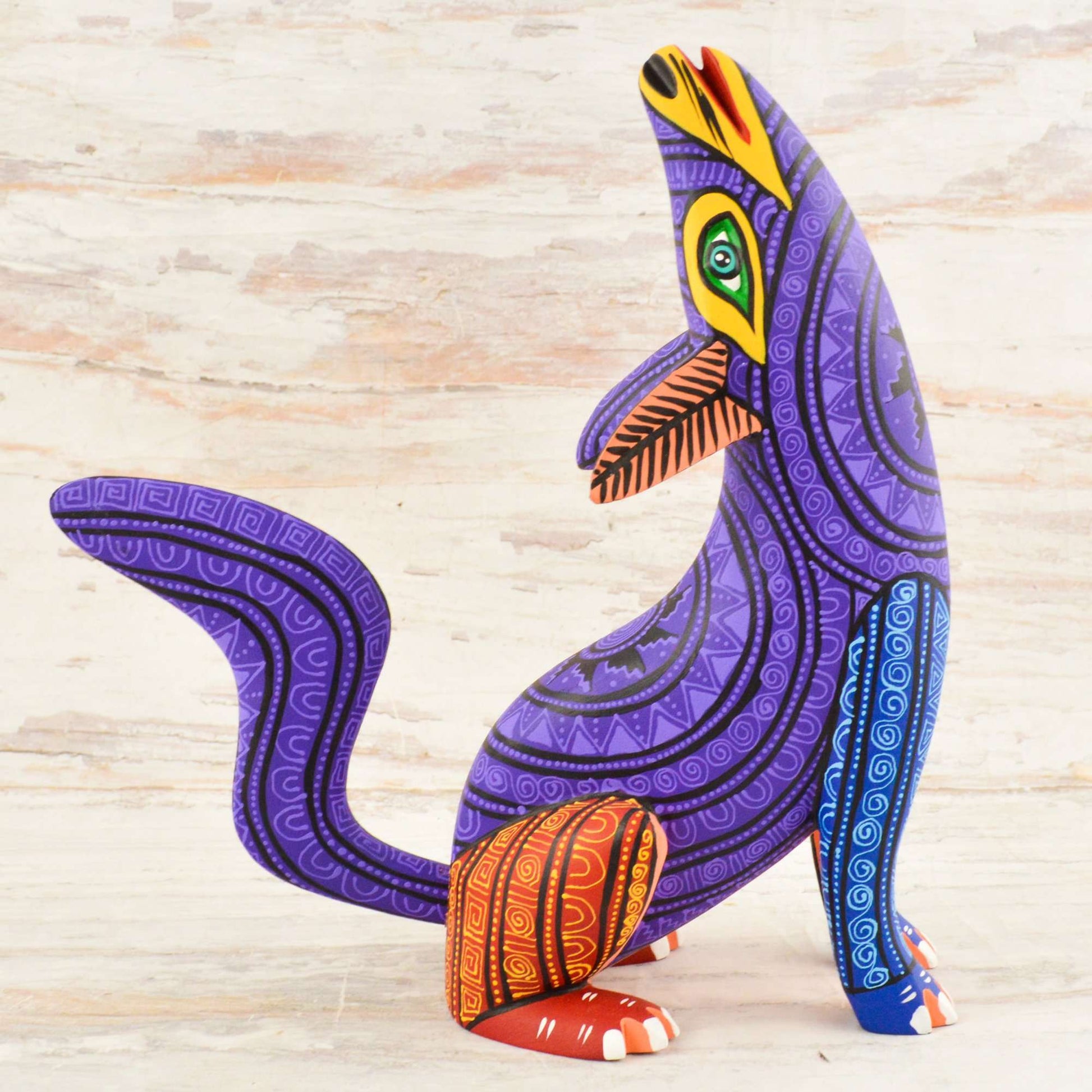 Wolf Alebrije Oaxacan Wood Carving - Alebrije Huichol Mexican Folk art magiamexica.com