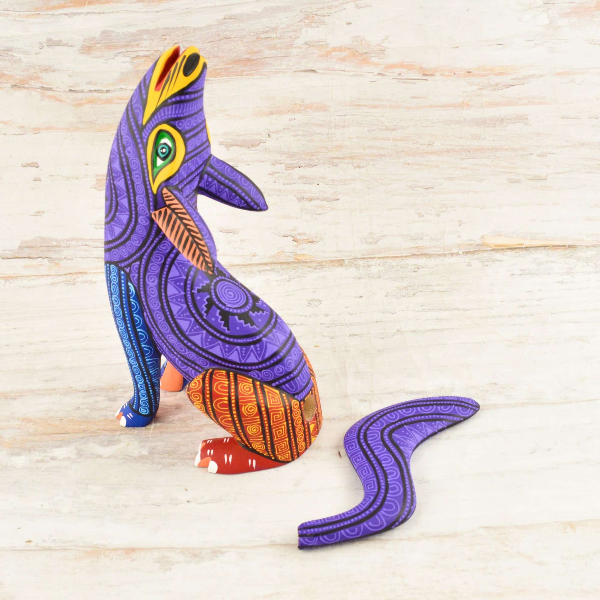 Wolf Alebrije Oaxacan Wood Carving - Alebrije Huichol Mexican Folk art magiamexica.com