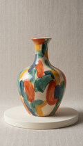 Hand-Painted Ceramic Vase with Folkloric Motifs