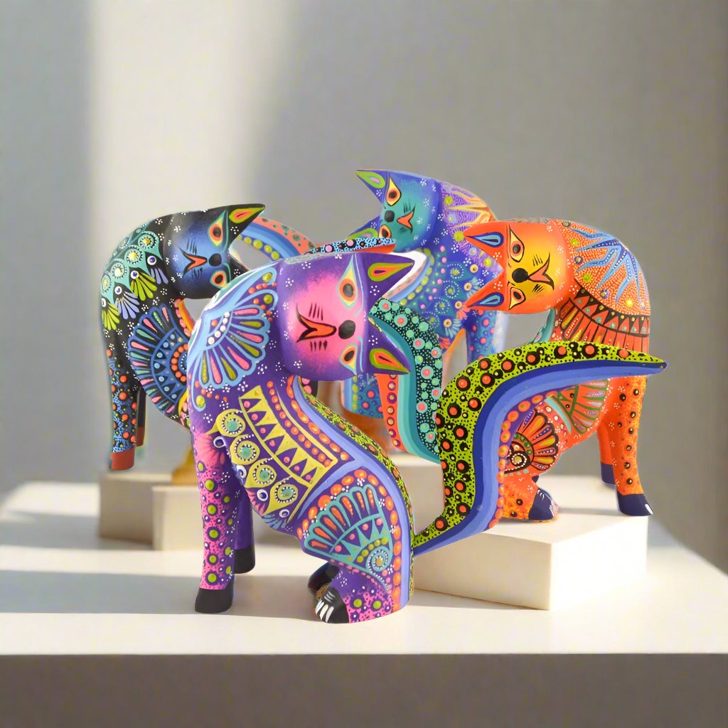 Cat Alebrije Oaxacan Wood Carving