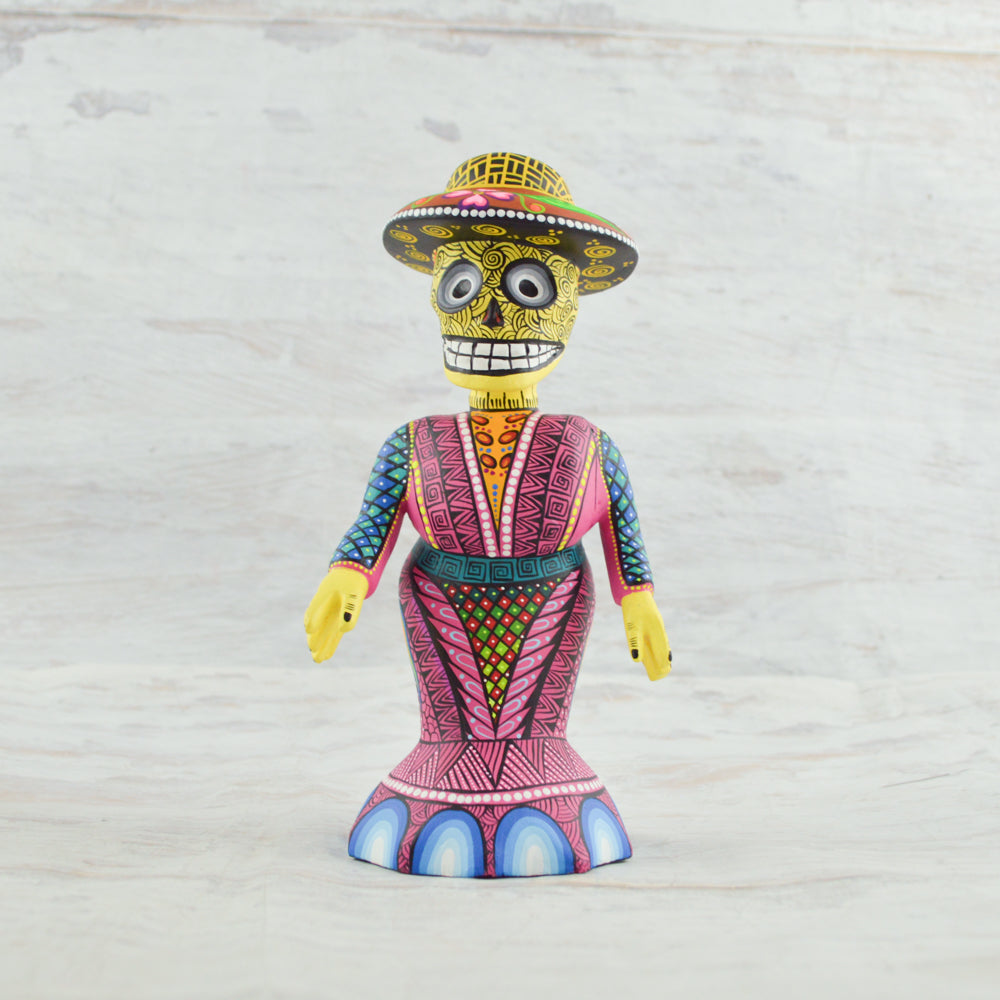 Catrina Dia de Muertos alebrije oaxacan Wood Carving - magiamexica.com