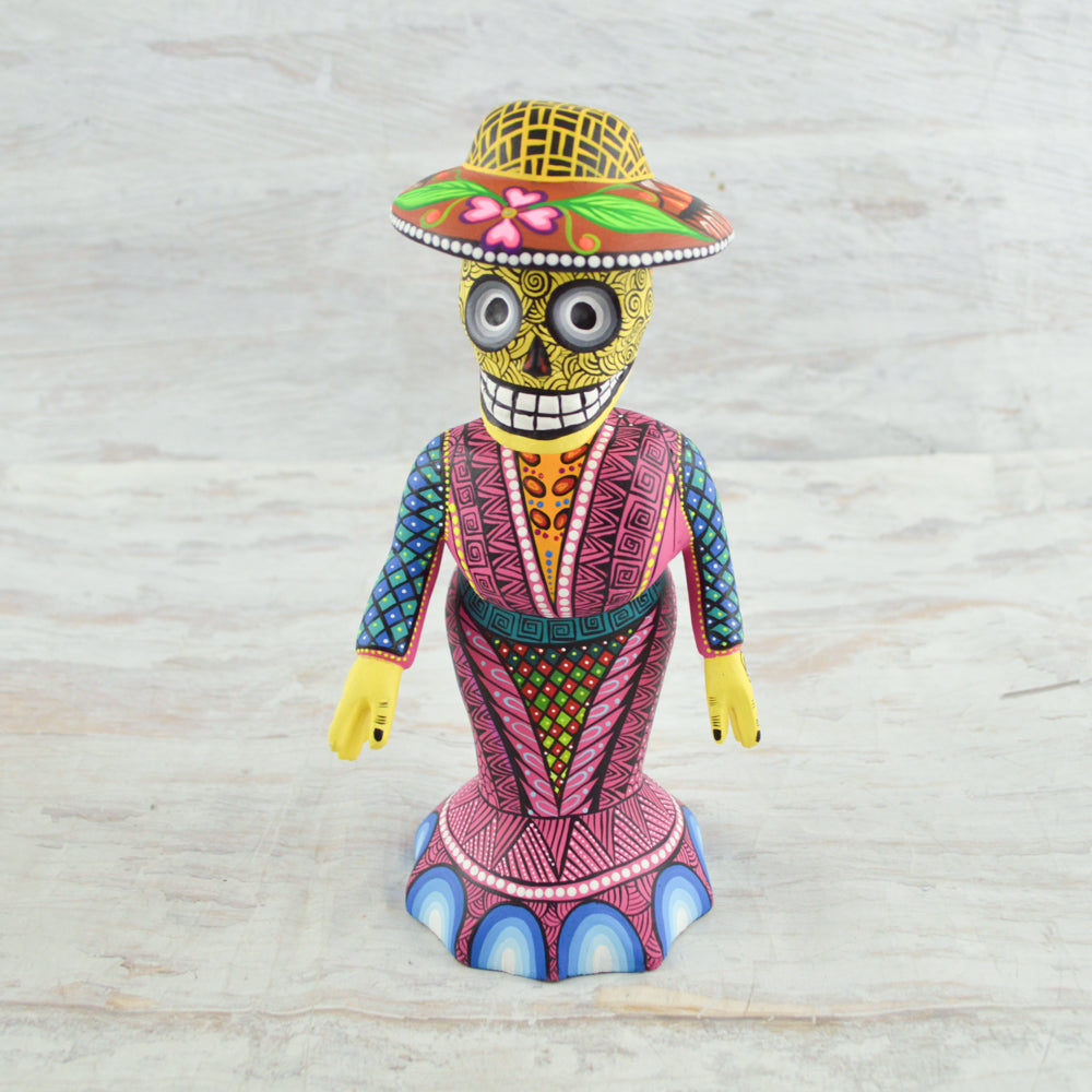 Catrina Dia de Muertos alebrije oaxacan Wood Carving - magiamexica.com