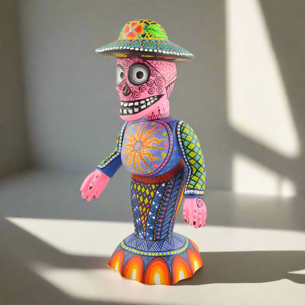 Catrina Dia de Muertos alebrije oaxacan Wood Carving - magiamexica.com