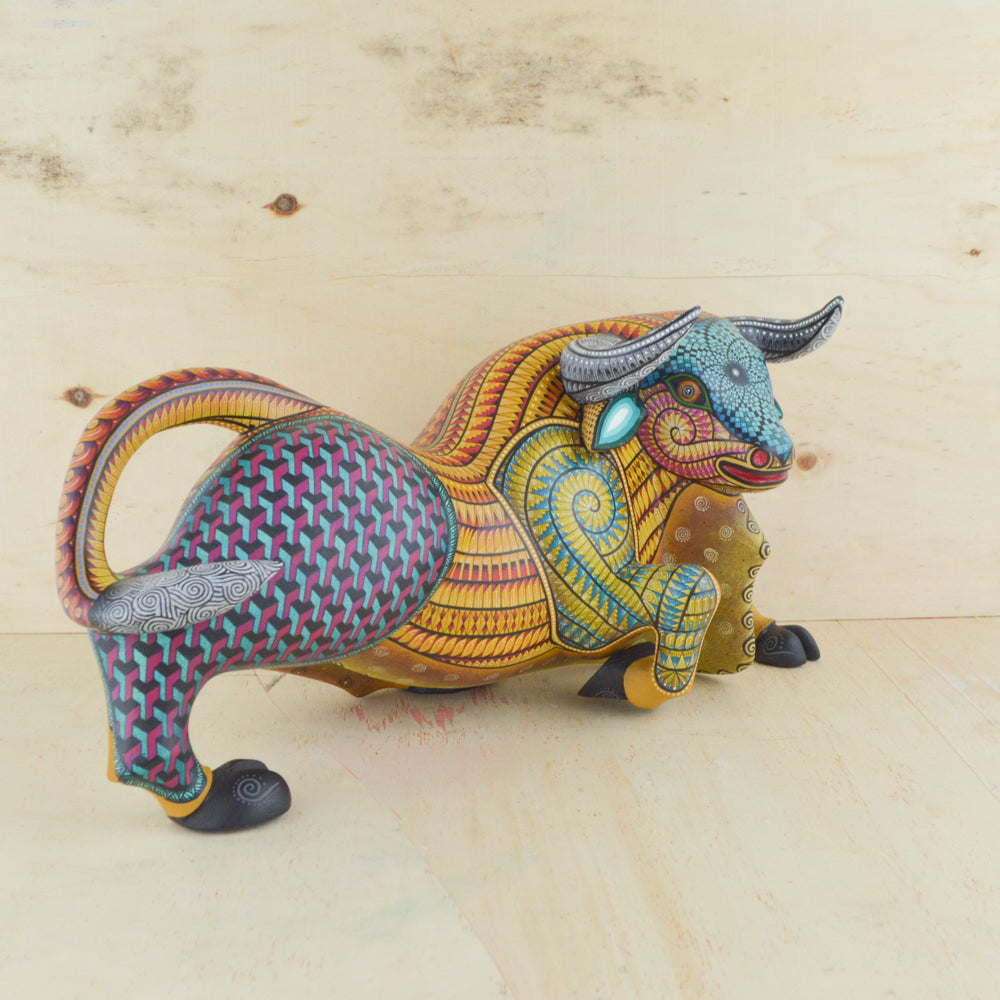 Bull Alebrije Oaxacan Wood Carving - magiamexica.com