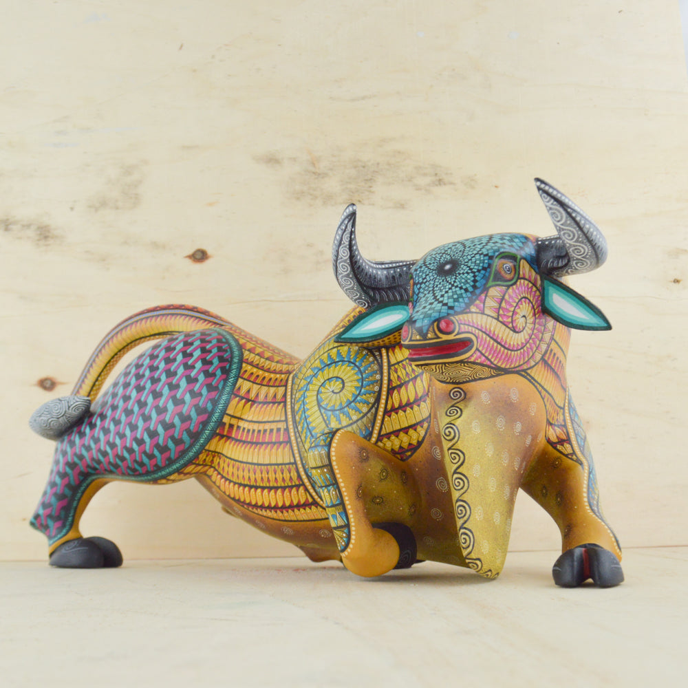Bull Alebrije Oaxacan Wood Carving - magiamexica.com