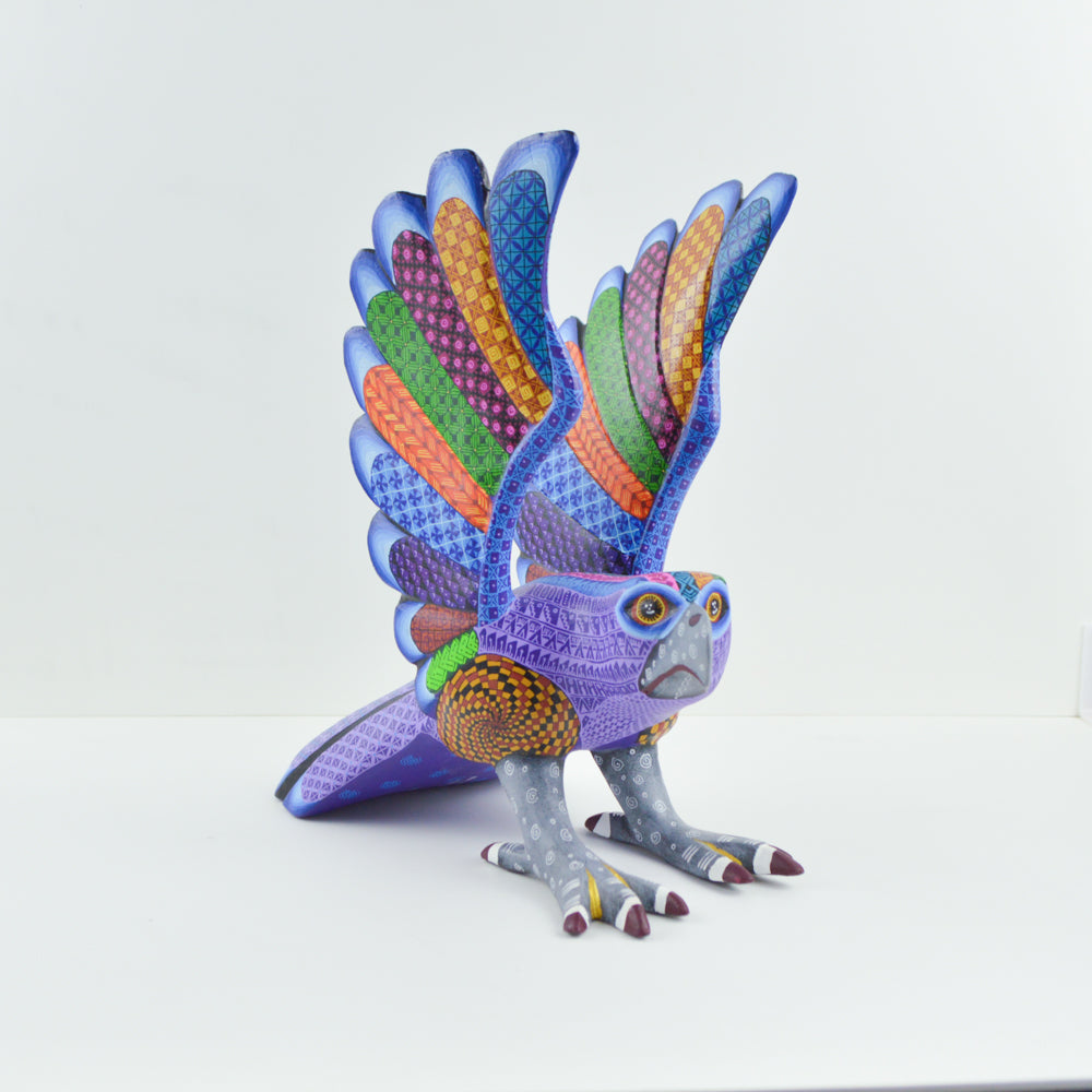 Oaxacan Eagle Alebrije — Hand-Painted Wood Carving | Mexican Folk Art | Artist-Signed