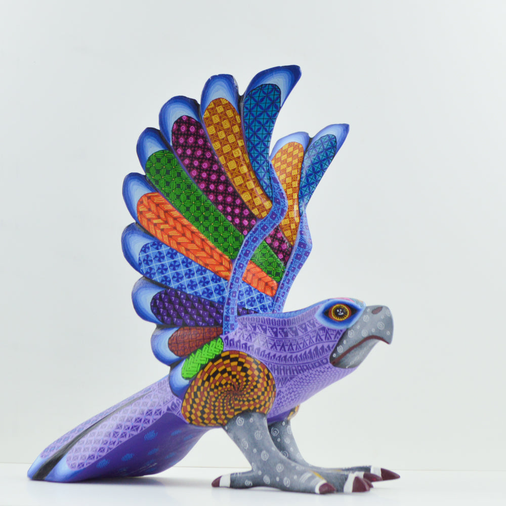Oaxacan Eagle Alebrije — Hand-Painted Wood Carving | Mexican Folk Art | Artist-Signed
