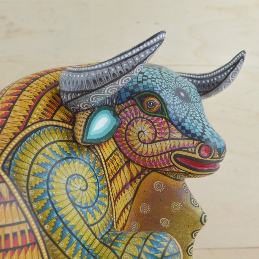Bull Alebrije Oaxacan Wood Carving - magiamexica.com