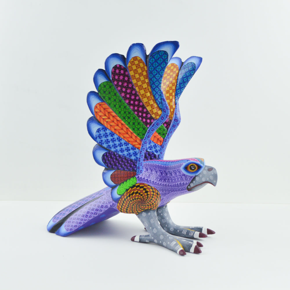 Oaxacan Eagle Alebrije — Hand-Painted Wood Carving | Mexican Folk Art | Artist-Signed