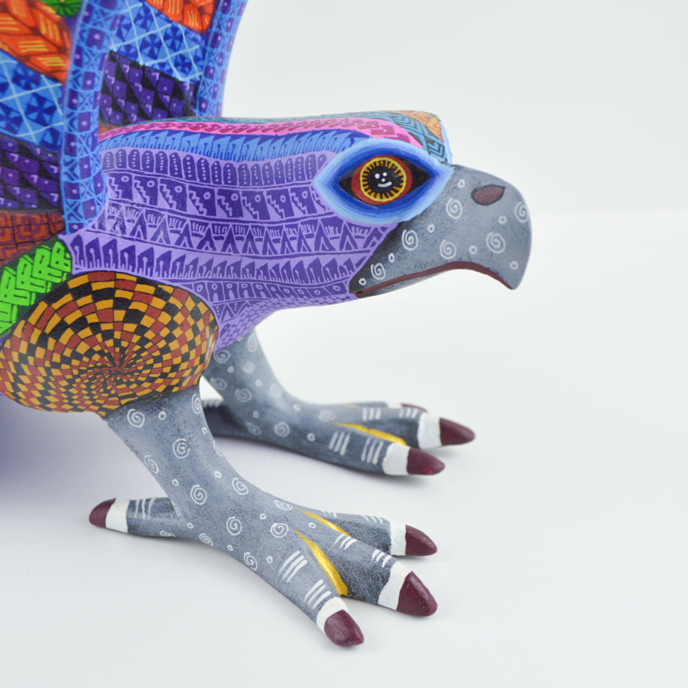Oaxacan Eagle Alebrije — Hand-Painted Wood Carving | Mexican Folk Art | Artist-Signed