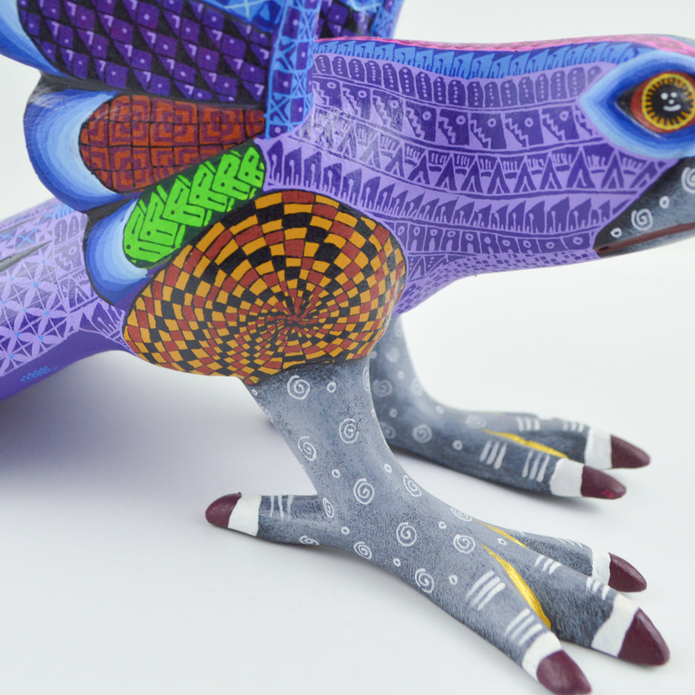 Oaxacan Eagle Alebrije — Hand-Painted Wood Carving | Mexican Folk Art | Artist-Signed