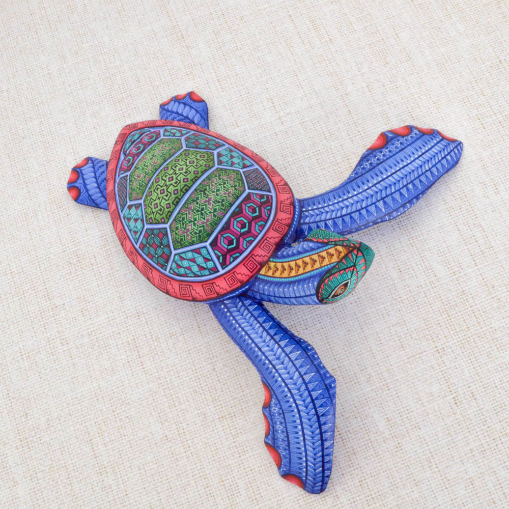 Turtle Alebrije — Oaxacan Hand-Painted Wood Carving | Mexican Folk Art | Magia Mexica