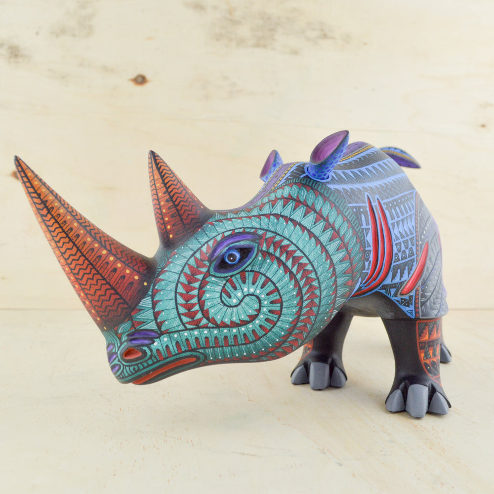 Rhino Alebrije Oaxacan Wood Carving - magiamexica.com