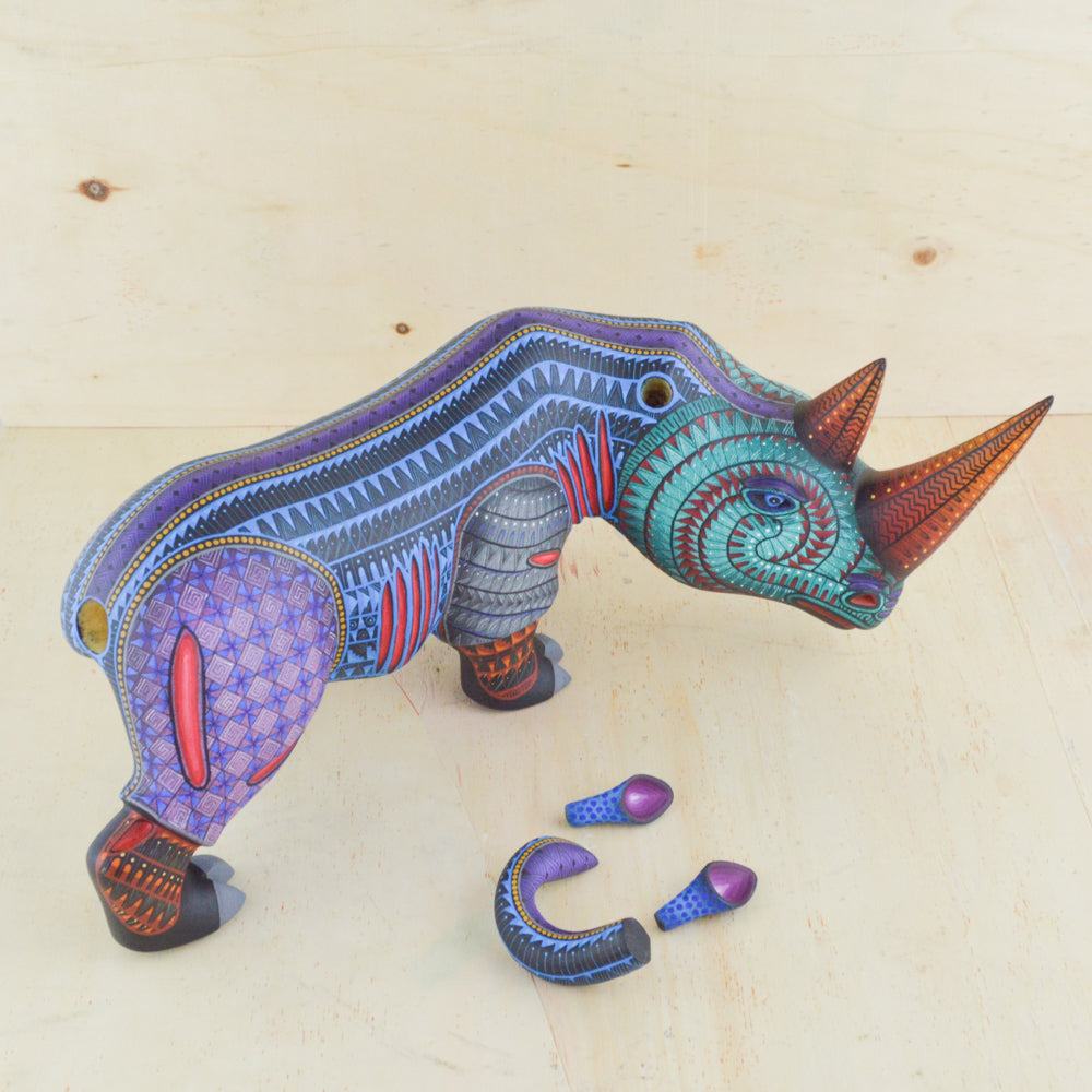 Rhino Alebrije Oaxacan Wood Carving - magiamexica.com