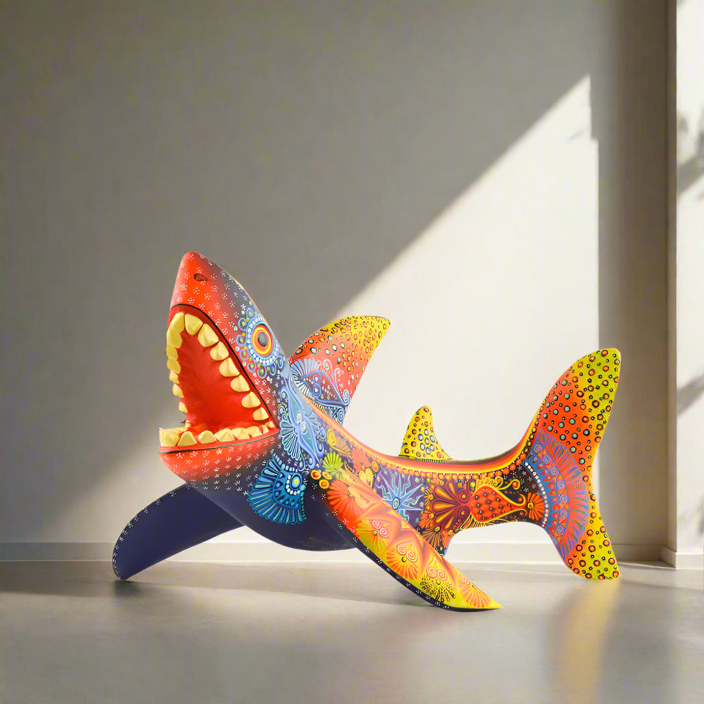Shark Alebrije Oaxacan Wood Carving - magiamexica.com