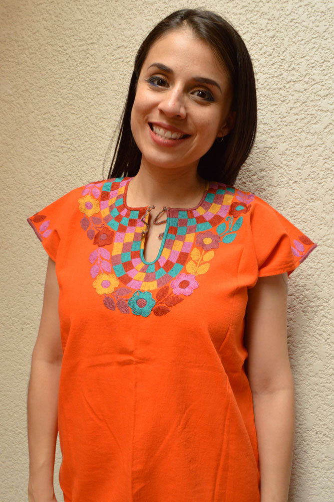 Embroidered Mexican Blouse | Orange