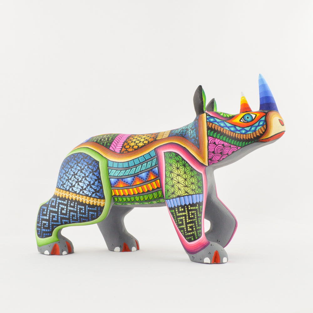 Alebrije Rhino Oaxacan Wood Carving - magiamexica.com