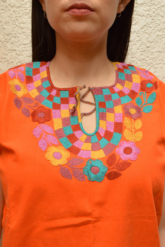 Embroidered Mexican Blouse | Orange