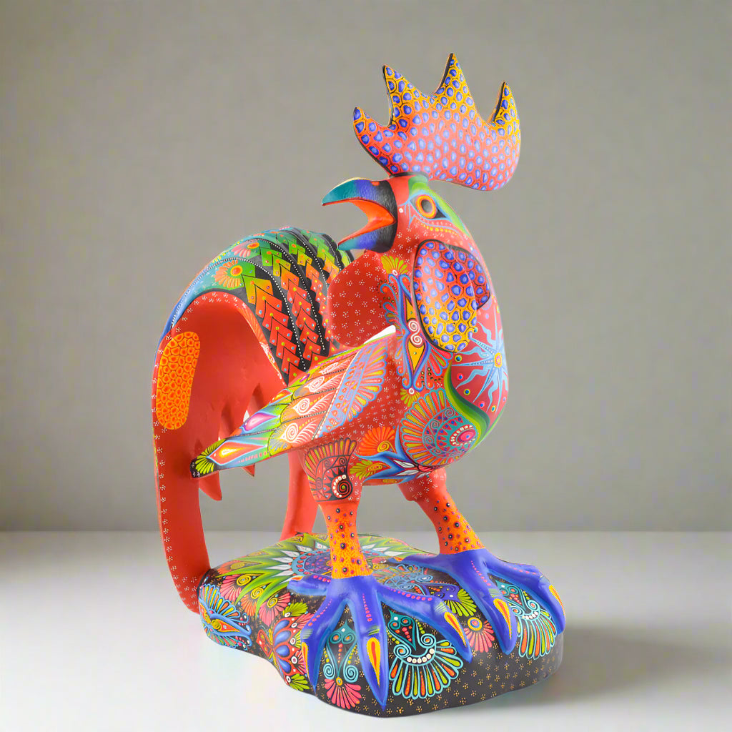 Alebrije Rooster Oaxacan Wood Carving - magiamexica.com