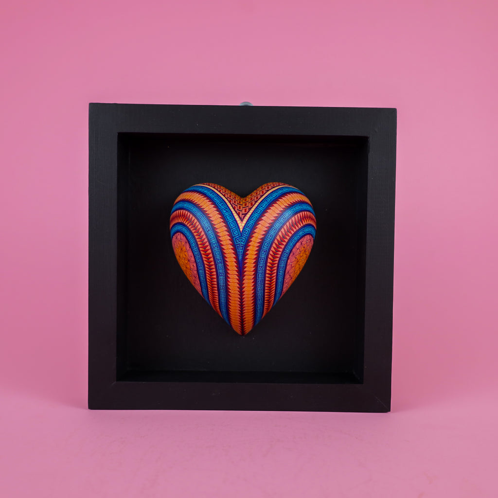 Alebrije Heart | Oaxacan Hand-Painted Copal Wood Carving | Magia Mexica