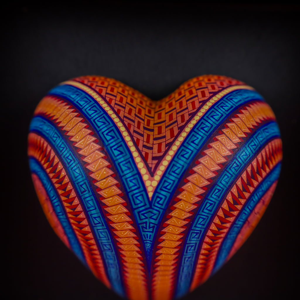 Alebrije Heart | Oaxacan Hand-Painted Copal Wood Carving | Magia Mexica