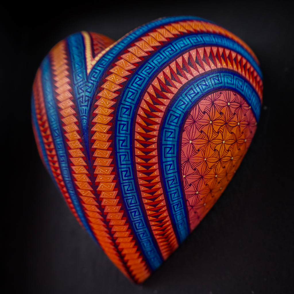 Alebrije Heart | Oaxacan Hand-Painted Copal Wood Carving | Magia Mexica