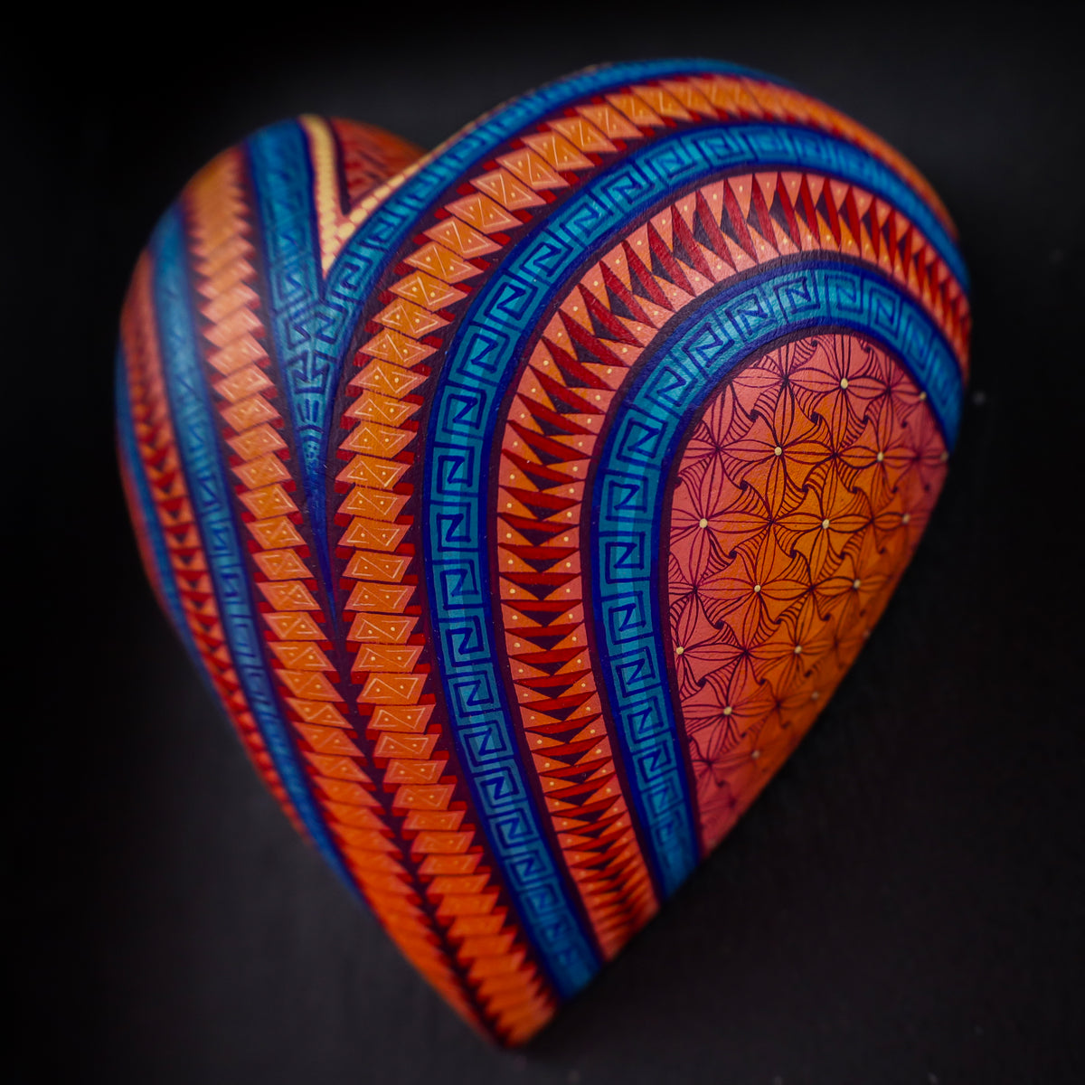 Alebrije Heart | Oaxacan Hand-Painted Copal Wood Carving | Magia Mexica