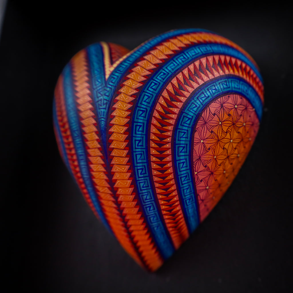 Alebrije Heart | Oaxacan Hand-Painted Copal Wood Carving | Magia Mexica
