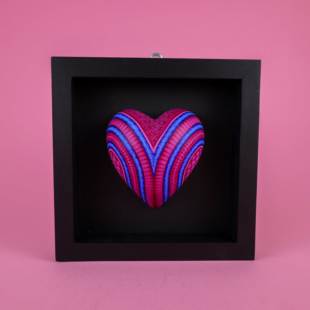 Alebrije Heart | Oaxacan Hand-Painted Copal Wood Carving | Magia Mexica