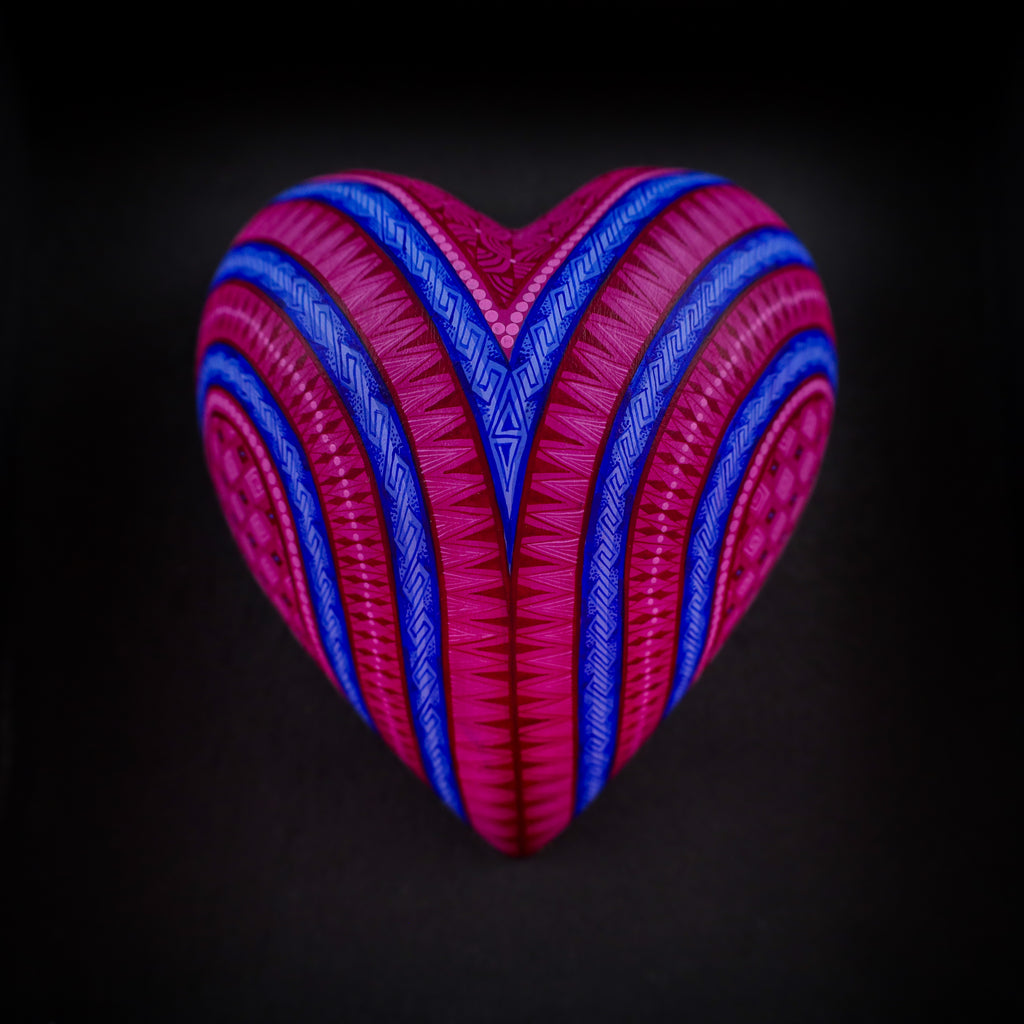 Alebrije Heart | Oaxacan Hand-Painted Copal Wood Carving | Magia Mexica
