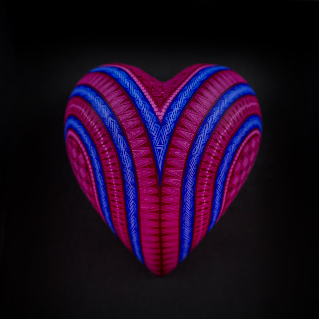Alebrije Heart | Oaxacan Hand-Painted Copal Wood Carving | Magia Mexica
