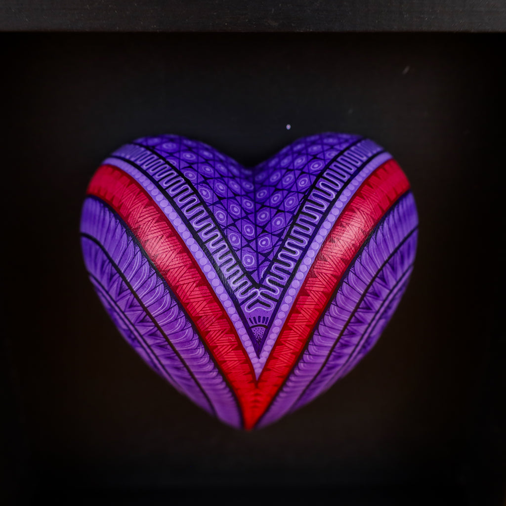 Alebrije Heart | Oaxacan Hand-Painted Copal Wood Carving | Magia Mexica