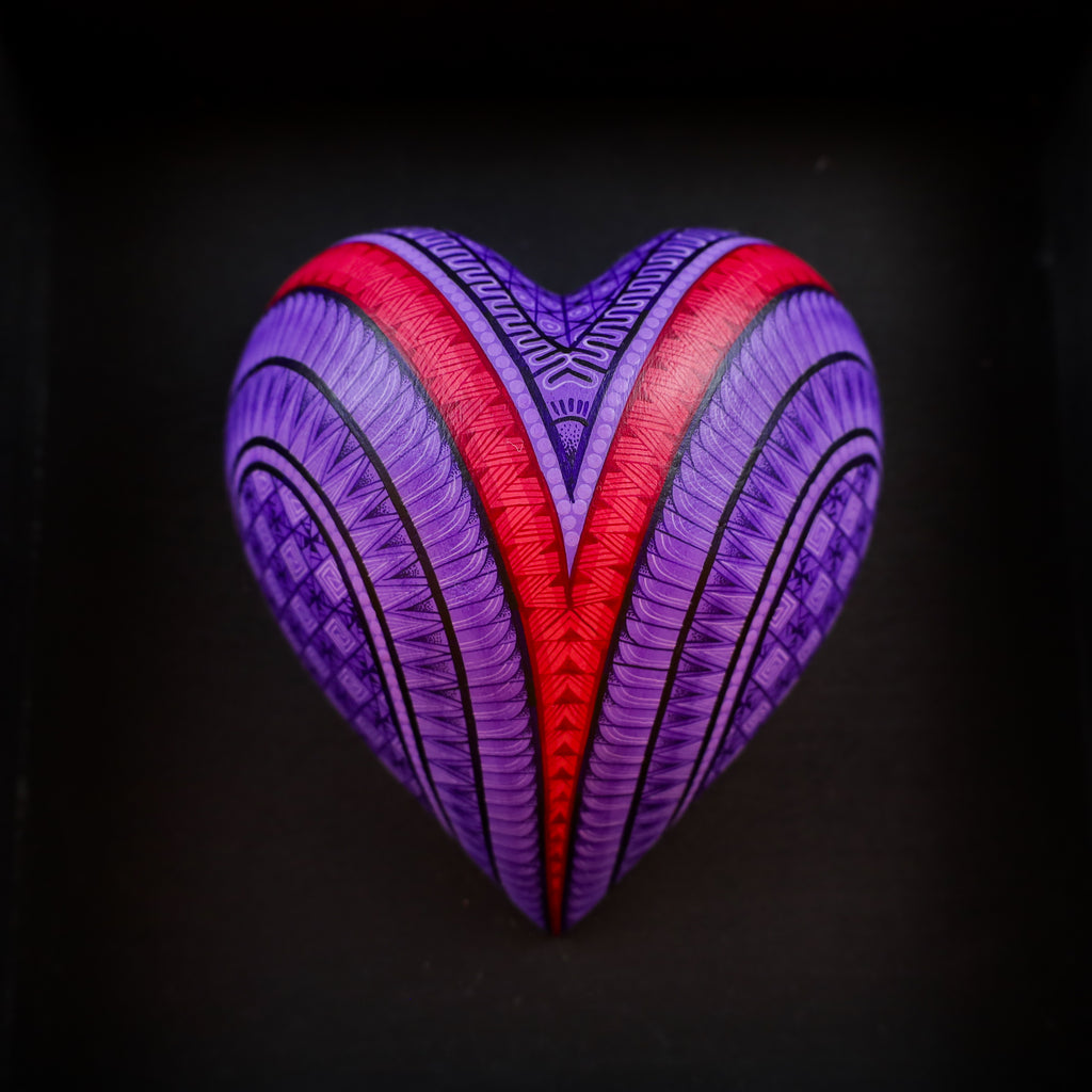 Alebrije Heart | Oaxacan Hand-Painted Copal Wood Carving | Magia Mexica