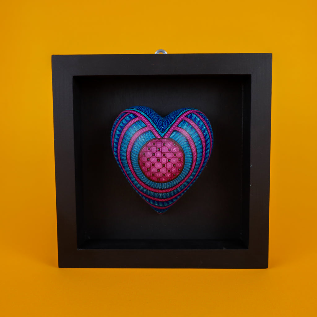 Alebrije Heart | Oaxacan Hand-Painted Copal Wood Carving | Magia Mexica