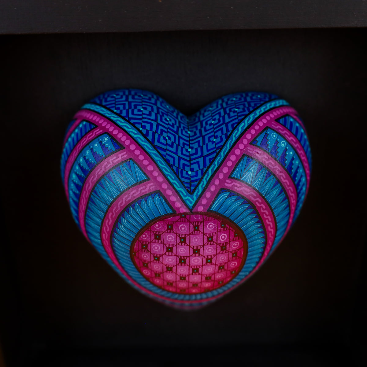 Alebrije Heart | Oaxacan Hand-Painted Copal Wood Carving | Magia Mexica