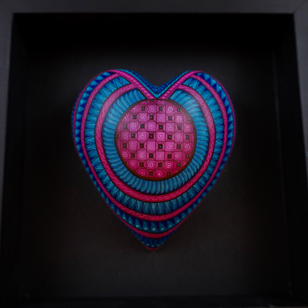 Alebrije Heart | Oaxacan Hand-Painted Copal Wood Carving | Magia Mexica