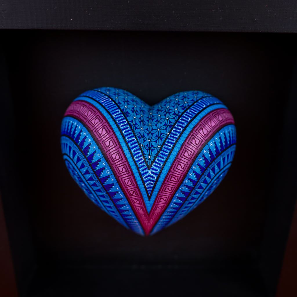 Alebrije Heart | Oaxacan Hand-Painted Copal Wood Carving | Magia Mexica