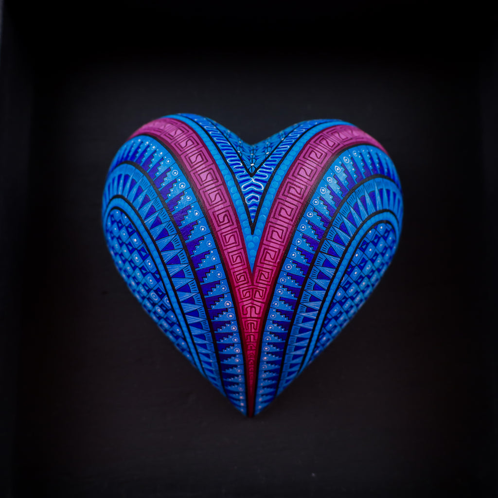 Alebrije Heart | Oaxacan Hand-Painted Copal Wood Carving | Magia Mexica