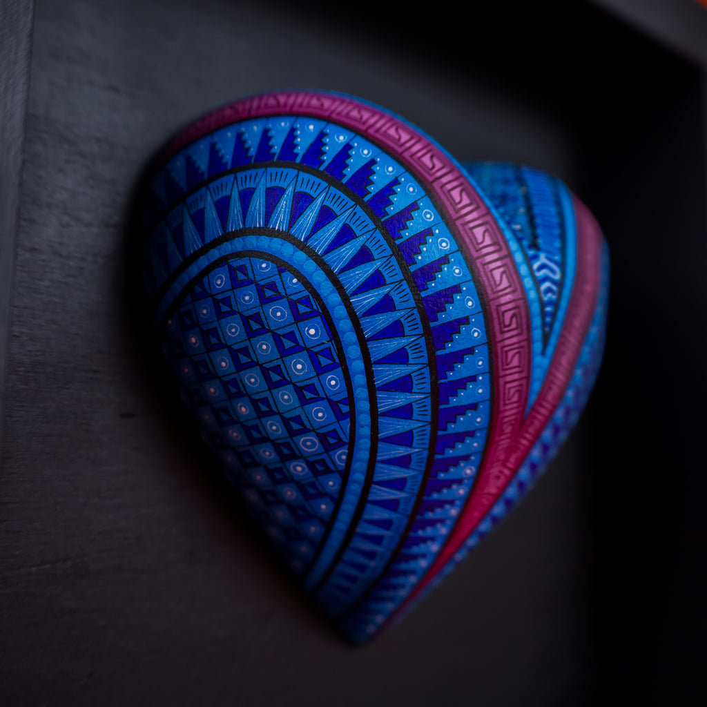 Alebrije Heart | Oaxacan Hand-Painted Copal Wood Carving | Magia Mexica