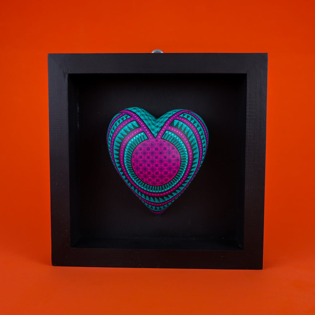 Alebrije Heart | Oaxacan Hand-Painted Copal Wood Carving | Magia Mexica