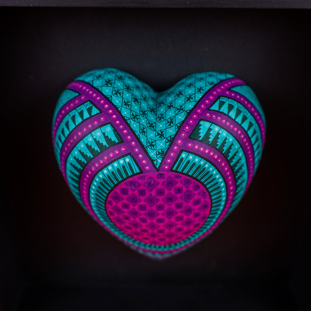 Alebrije Heart | Oaxacan Hand-Painted Copal Wood Carving | Magia Mexica