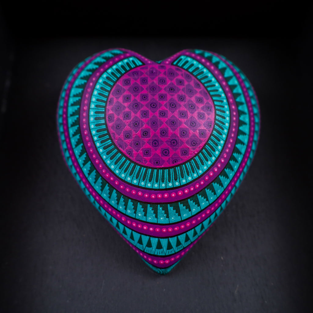 Alebrije Heart | Oaxacan Hand-Painted Copal Wood Carving | Magia Mexica
